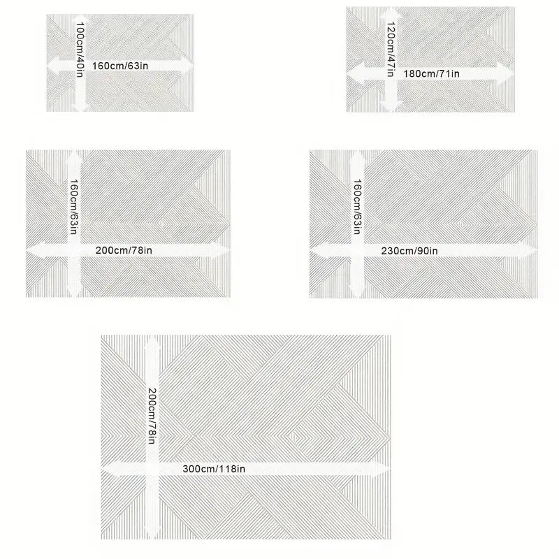Tapete Geométrico Moderno – Leve, Lavável, Antiderrapante, Confortável e Decorativo | Vários Tamanhos para Quarto, Sala e Escritório