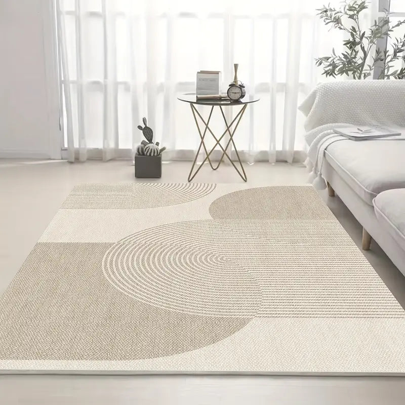 Tapete Geométrico Minimalista – Grande, Retangular, em Poliéster Lavável, para Sala, Quarto, Escritório e Ambientes Internos - 2,16m²
