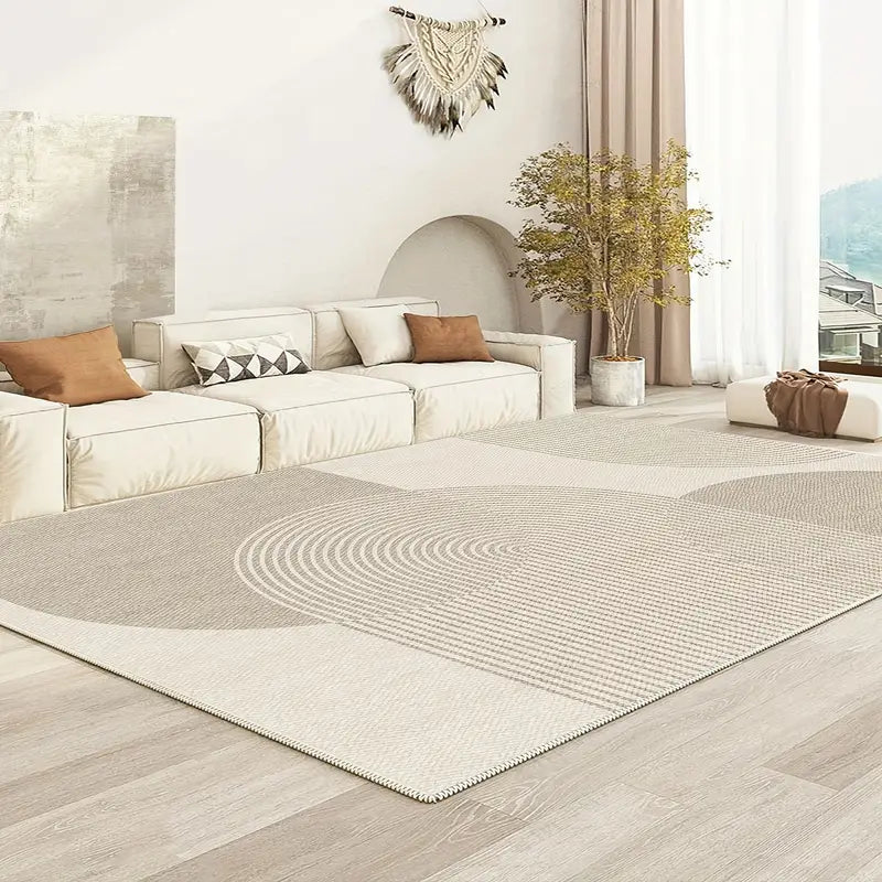 Tapete Geométrico Minimalista – Grande, Retangular, em Poliéster Lavável, para Sala, Quarto, Escritório e Ambientes Internos - 2,16m²