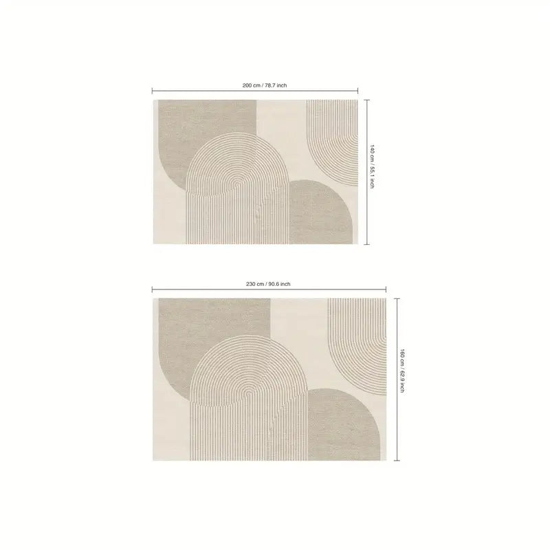 Tapete Geométrico Minimalista – Grande, Retangular, em Poliéster Lavável, para Sala, Quarto, Escritório e Ambientes Internos - 2,16m²