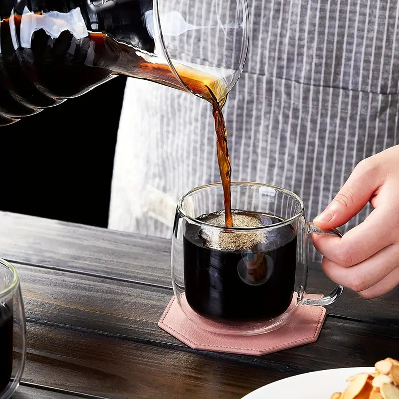 Conjunto de 4 Xícaras de Vidro Dupla Camada – Para Espresso, Latte, Cappuccino e Chá, Seguras para Lava-Louças