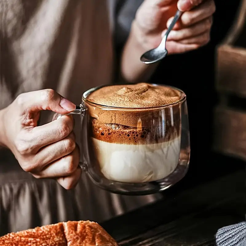 Conjunto de 4 Xícaras de Vidro Dupla Camada – Para Espresso, Latte, Cappuccino e Chá, Seguras para Lava-Louças