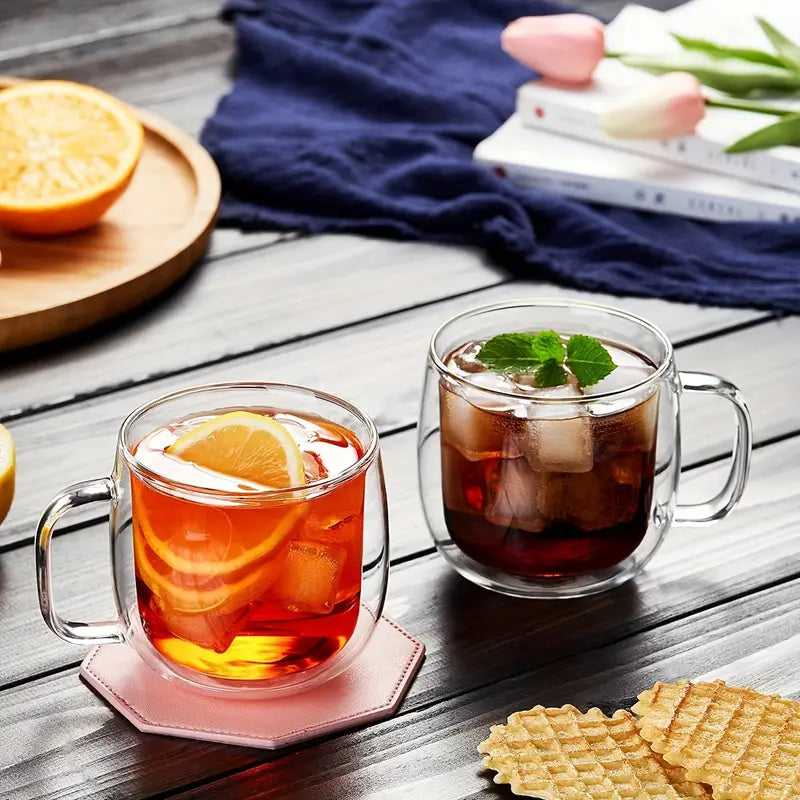 Conjunto de 4 Xícaras de Vidro Dupla Camada – Para Espresso, Latte, Cappuccino e Chá, Seguras para Lava-Louças