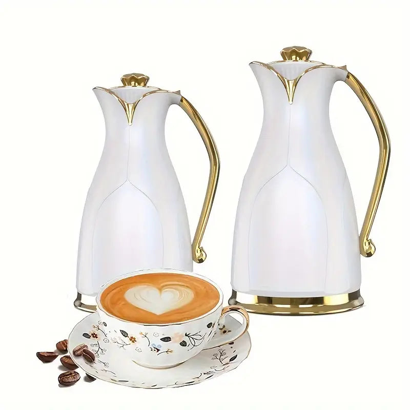 Kit com 2 Garrafas Térmicas de Parede Dupla – Plásticas, Sem Fio e Sem Bateria, Ideal para Café, Chá e Água Quente