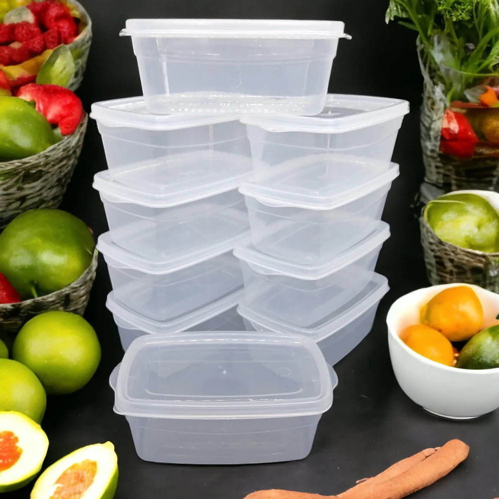 Kit 10 Potes Transparentes 1400 ML Freezer e Microondas