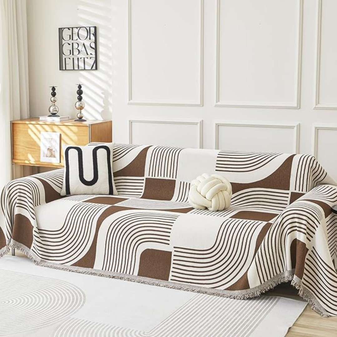 Capa de Sofá Estilo Boho Chic - Antiderrapante para Sofás e Poltronas