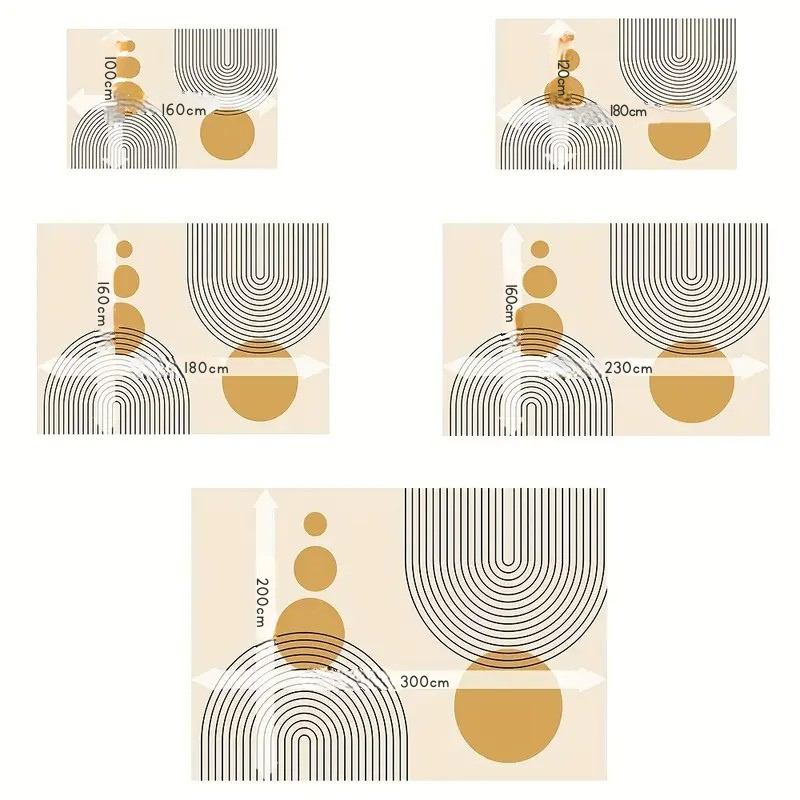 Tapete Moderno em Veludo – Design Abstrato em Bege e Preto, Macio, Lavável e Antiderrapante – Ideal para Sala, Quarto e Escritório
