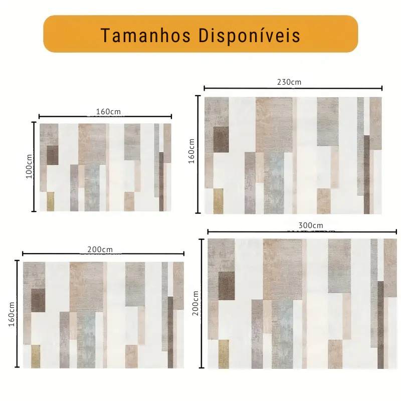 Tapete Boêmio de Pelúcia Listrado – Maciez Extra 850gsm, Antiderrapante e Lavável à Máquina, Ideal para Quarto, Sala de Jantar e Escritório