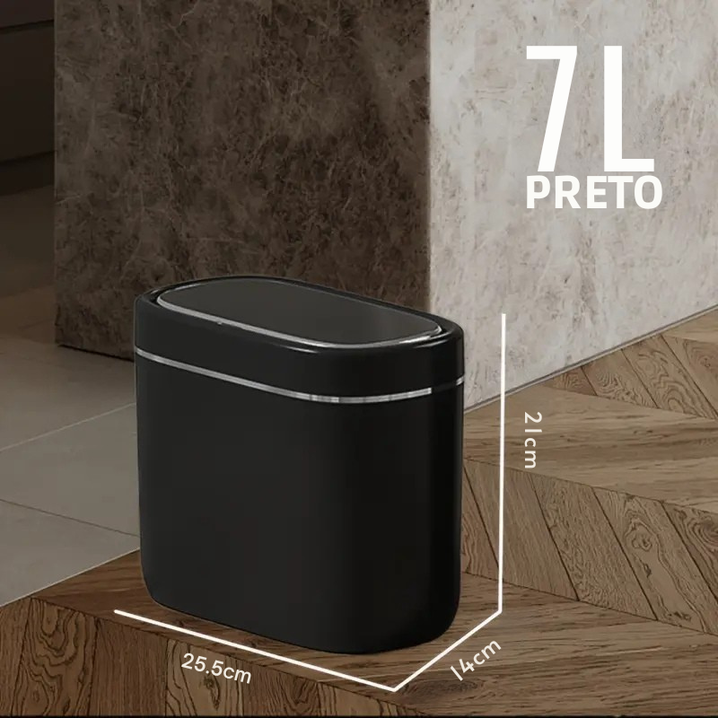 Lixeira Inteligente com Sensor de Indução – Compacta para Mesa, Escritório, Cozinha e Banheiro