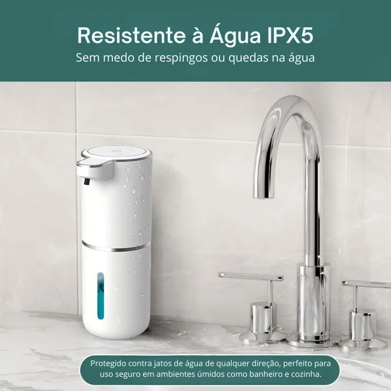 Dispensador Automático de Sabão 380ml – Sensor Sem Toque, Recarregável via USB, Design Moderno Preto, Parede, Ideal para Banheiro e Cozinha