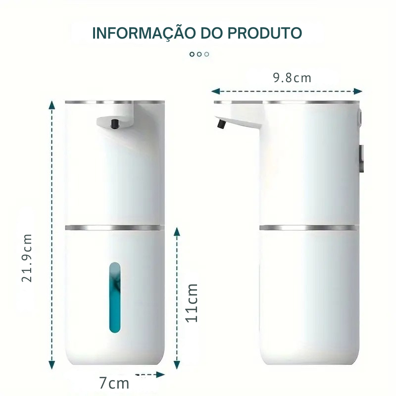 Dispensador Automático de Sabão 380ml – Sensor Sem Toque, Recarregável via USB, Design Moderno Preto, Parede, Ideal para Banheiro e Cozinha