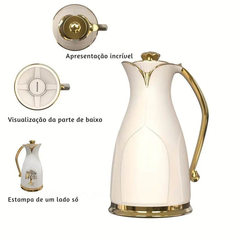 Kit com 2 Garrafas Térmicas de Parede Dupla – Plásticas, Sem Fio e Sem Bateria, Ideal para Café, Chá e Água Quente