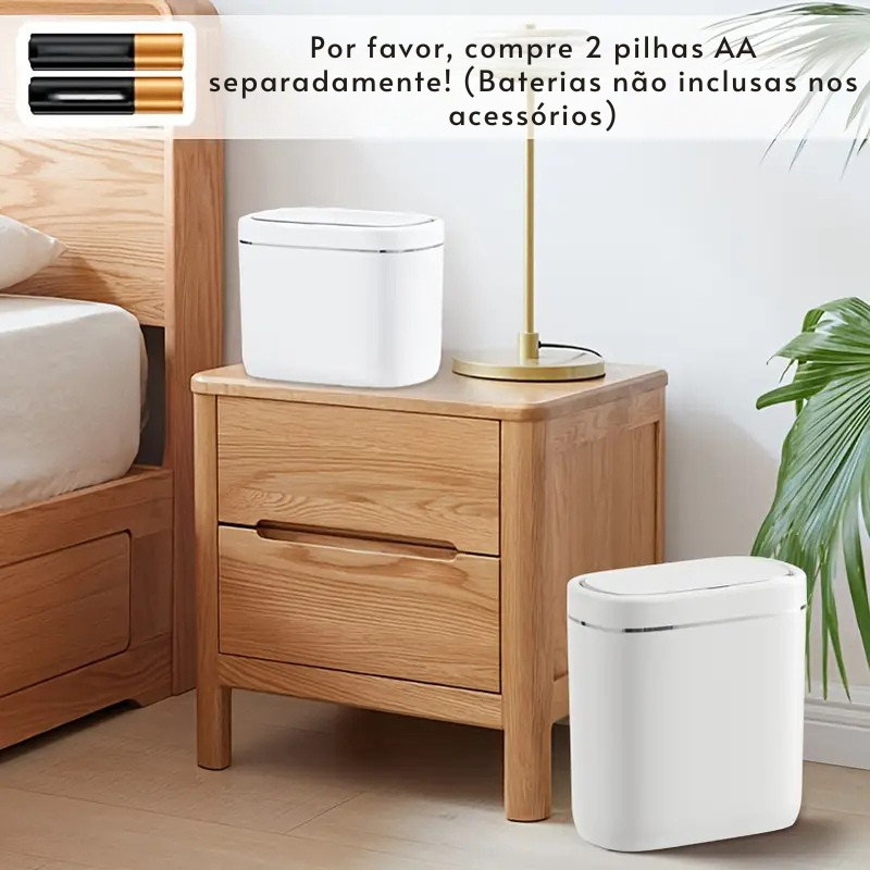 Lixeira Inteligente com Sensor de Indução – Compacta para Mesa, Escritório, Cozinha e Banheiro