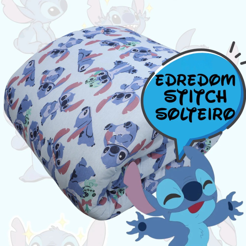 Edredom Infantil Lilo & Stitch Dupla Face | Super Macio e Grosso | Solteiro ou Casal | Personagem Oficial Disney