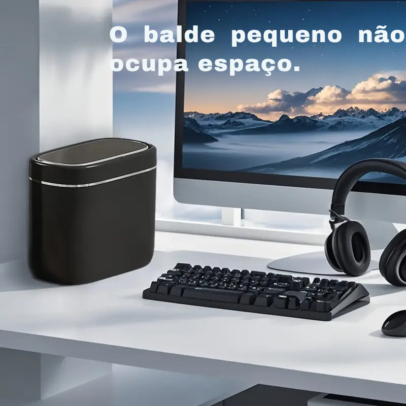 Lixeira Inteligente com Sensor de Indução – Compacta para Mesa, Escritório, Cozinha e Banheiro