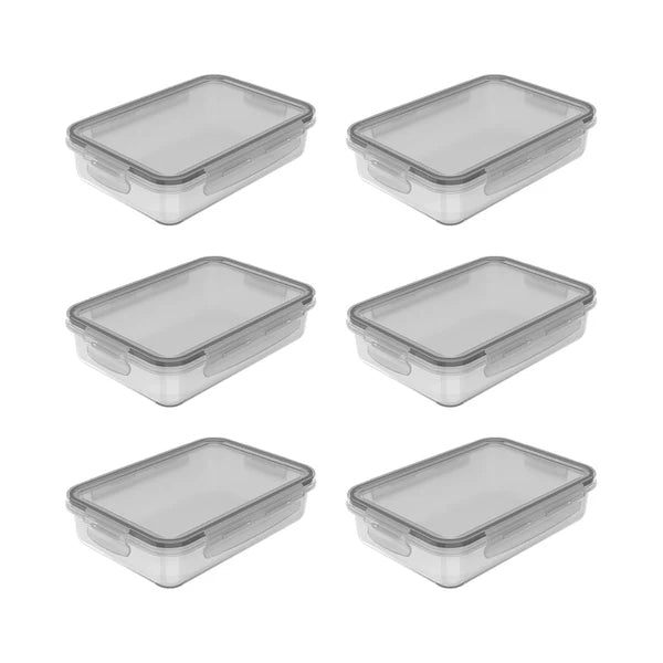 Kit de potes organizadores de geladeira retangular de 6 peças 870mk Linha Oasi