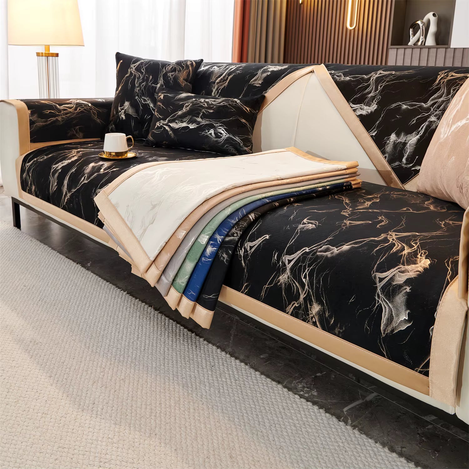 Capa de Sofa Lâmina Dourada - Design Clean