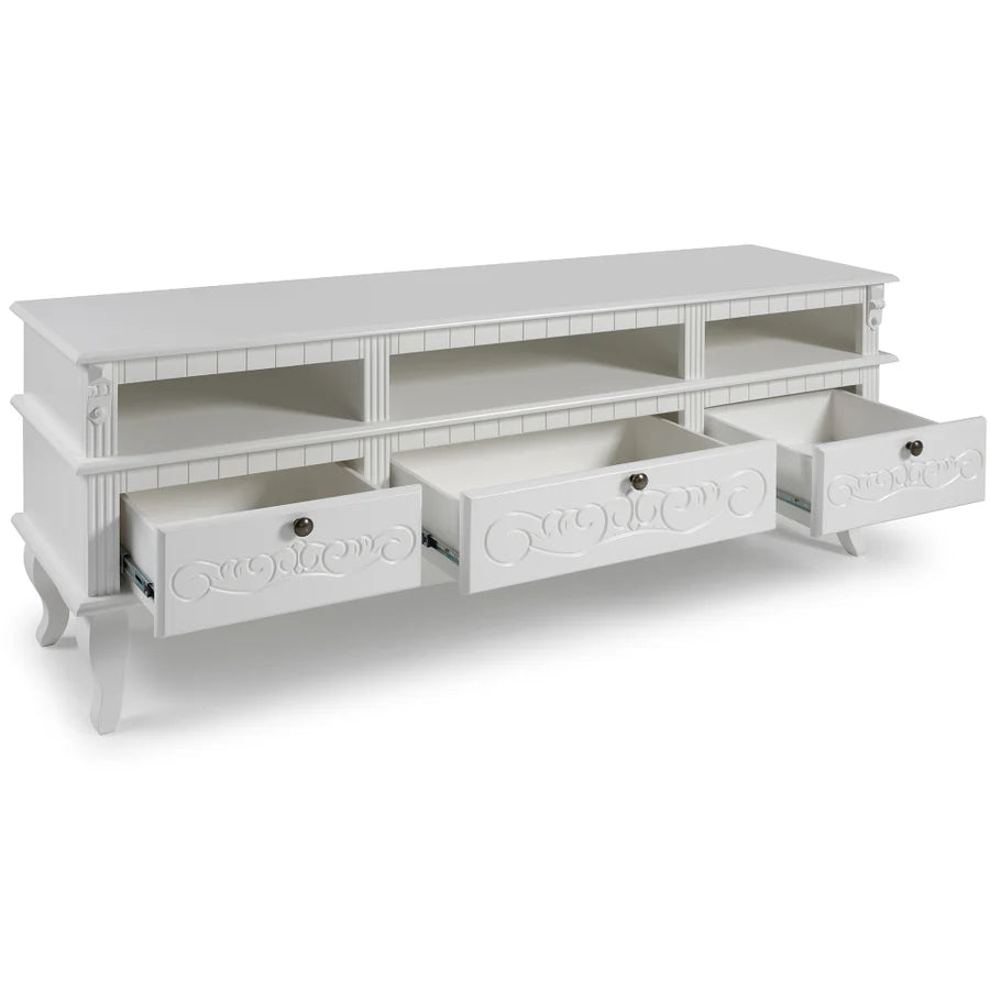 Rack Rústico de 1,73cm Marrocos pés em madeira Maciça de Taeda estrutura em MDF Cinamomo cor Laca Branco 5124-LB 1002.009.0024.0999