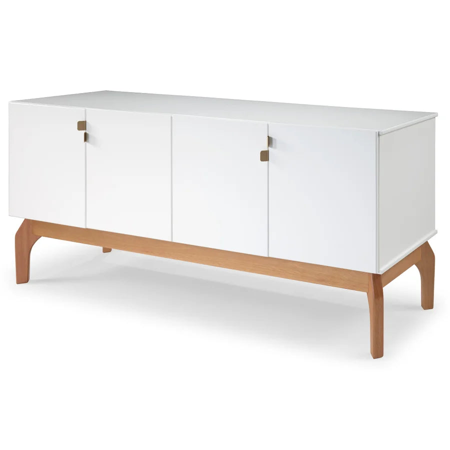Buffet Oasi Pés em Madeira Maciça de Eucalipto com estrutura em MDF cor Laca Branco