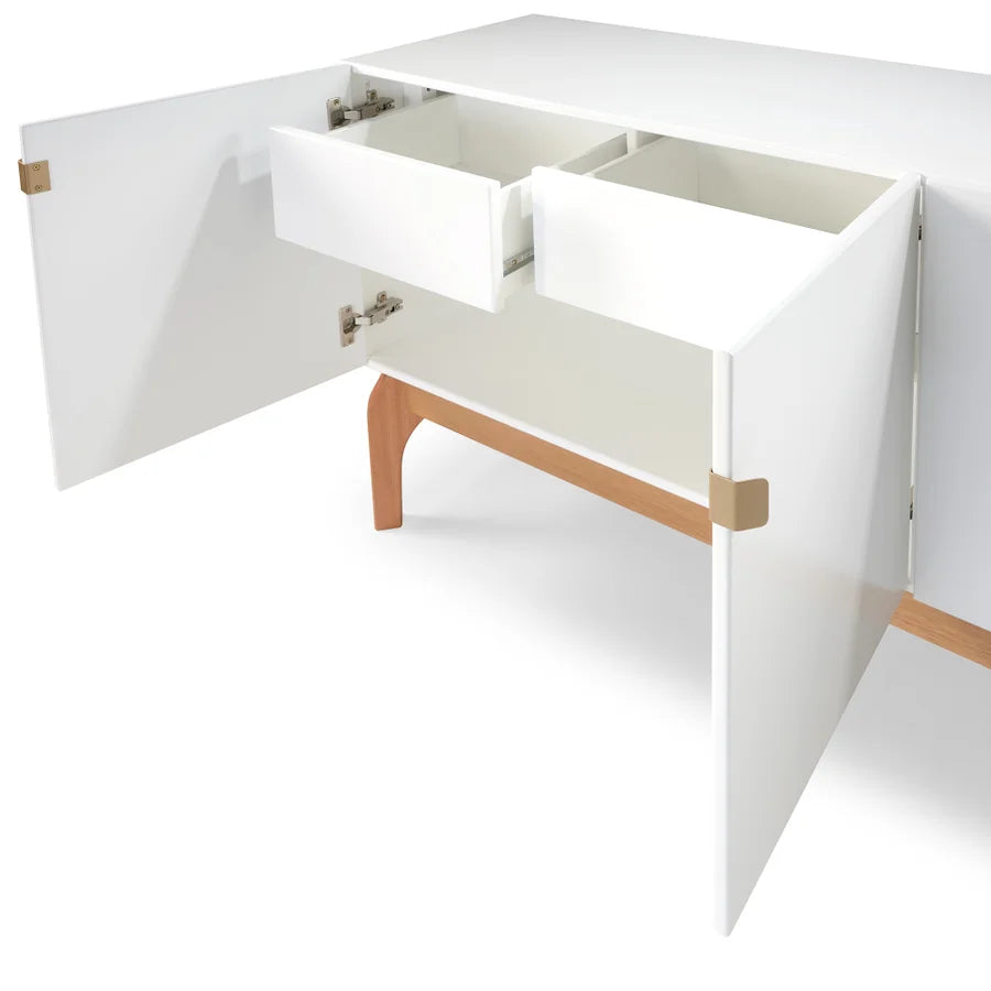 Buffet Oasi Pés em Madeira Maciça de Eucalipto com estrutura em MDF cor Laca Branco