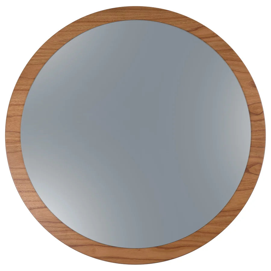Kit Moldura com Espelho Redondo Livia 3 Peças cor Mel em MDF Laminado Natural Cinamomo 1344M