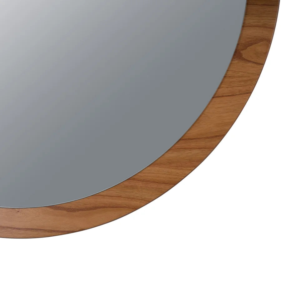 Kit Moldura com Espelho Redondo Livia 3 Peças cor Mel em MDF Laminado Natural Cinamomo 1344M