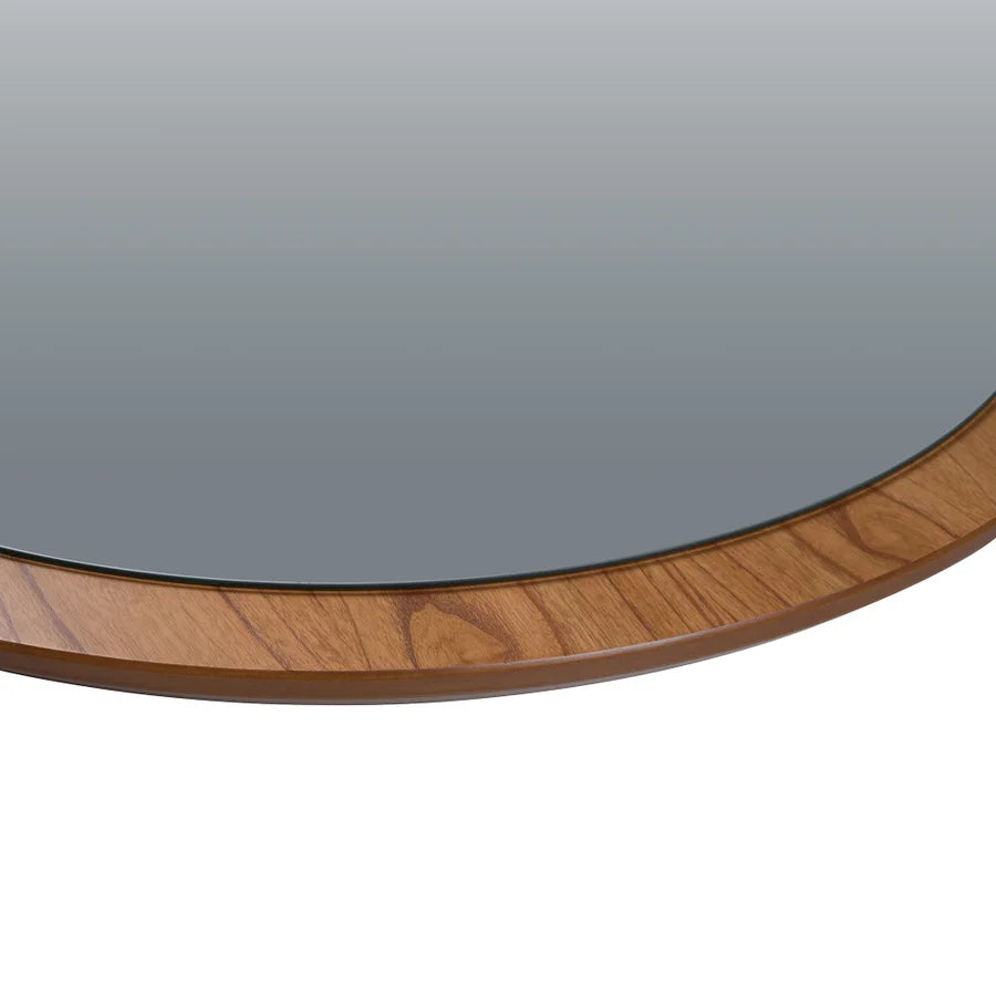 Kit Moldura com Espelho Redondo Livia 3 Peças cor Mel em MDF Laminado Natural Cinamomo 1344M