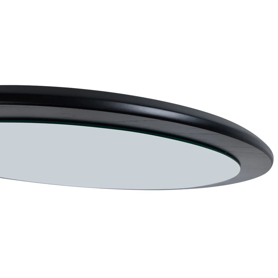 Kit Moldura com Espelho Redondo Livia 3 Peças cor Ebano em MDF Laminado Natural Cinamomo 1344E