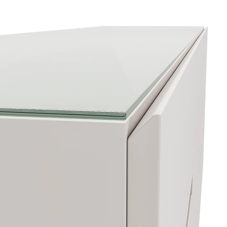 Buffet Oasi com Vidro pés em Madeira de Eucalipto estrutura em MDF cor Off-White BV200 Off White