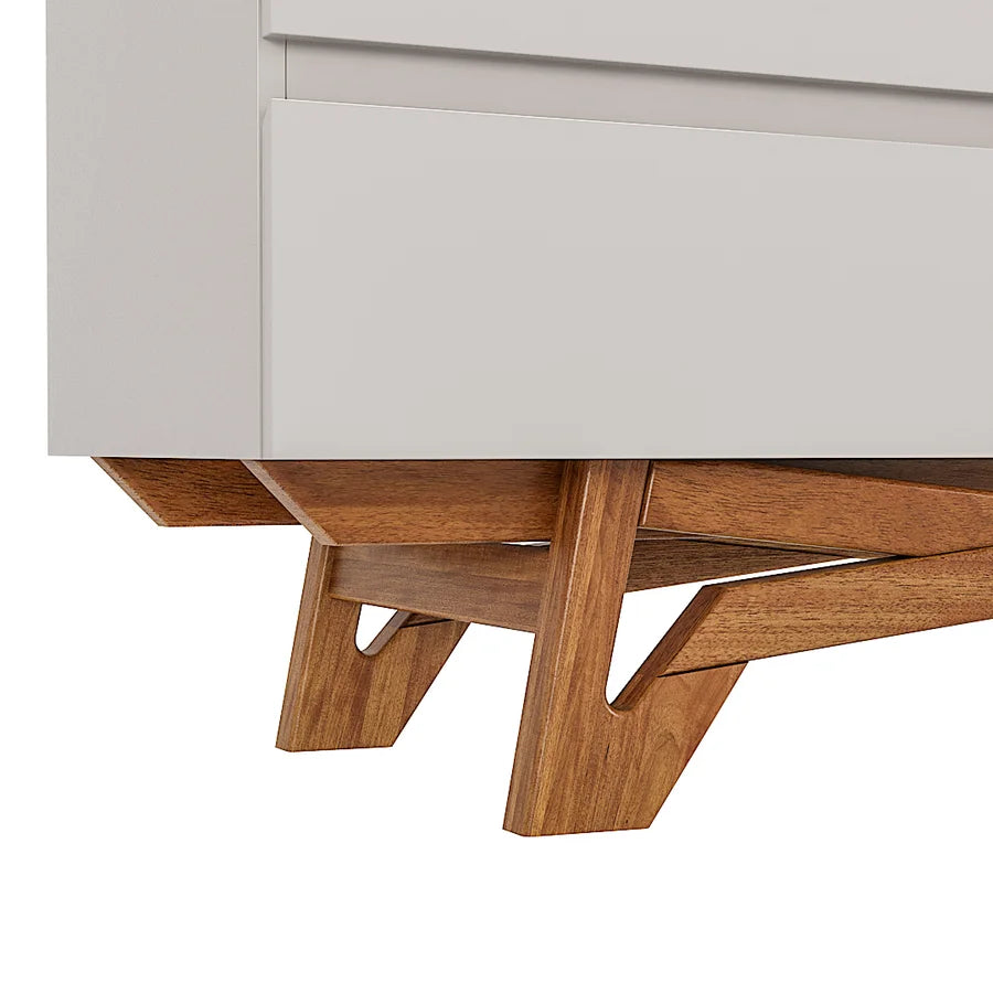 Buffet Oasi com Vidro pés em Madeira de Eucalipto estrutura em MDF cor Off-White BV200 Off White