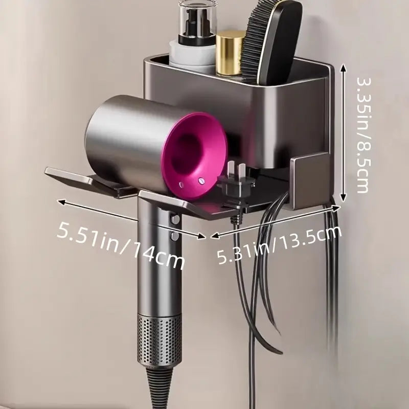 Suporte para Secador de Cabelo – Fixação sem Furar, em Metal Resistente