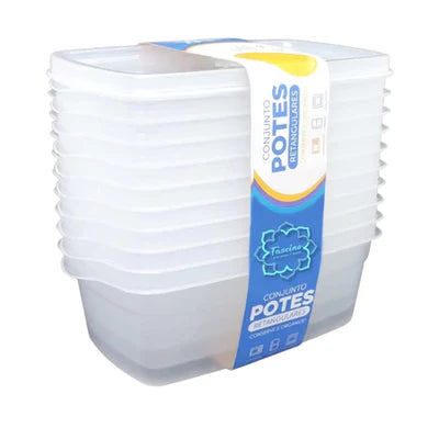 Kit 10 Potes Transparentes 1400 ML Freezer e Microondas