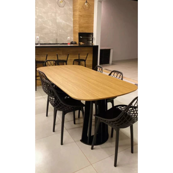 Conjunto Mesa Eames 90cm + 4 Cadeiras Kaila – Design Escandinavo para Jantar ou Cozinha