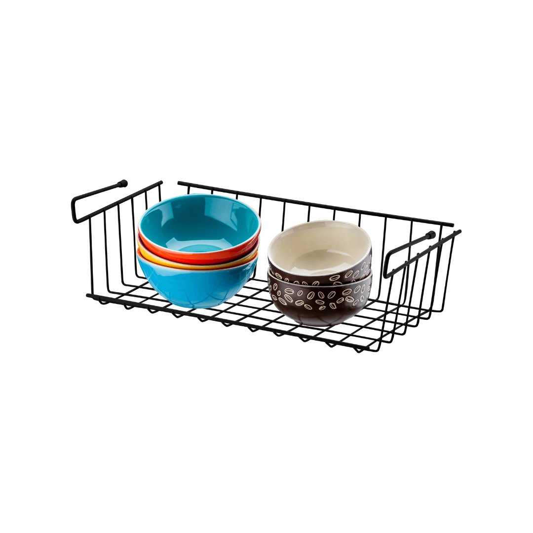 Cesto Organizador de Armário Grande 45,5cm Preto Fosco Cozinha Moderna
