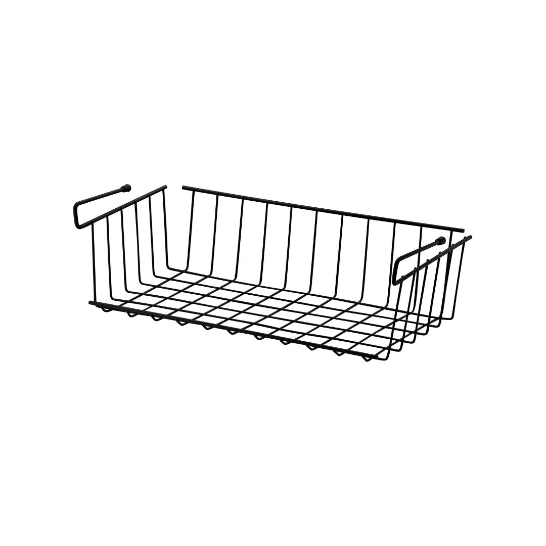 Cesto Organizador de Armário Grande 45,5cm Preto Fosco Cozinha Moderna