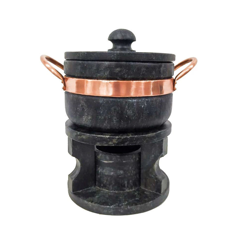 Kit Fondue Elegance — Completo com 1 Pedra + 2 Panelas, 6 Garfinhos e 5 Tigelas