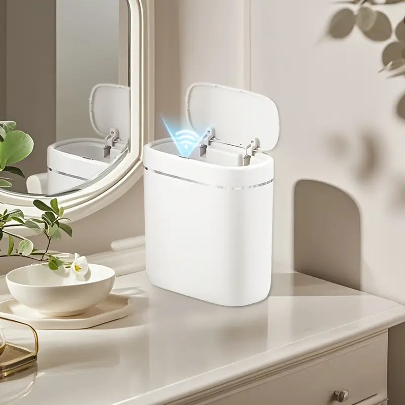 Lixeira Inteligente com Sensor de Indução – Compacta para Mesa, Escritório, Cozinha e Banheiro