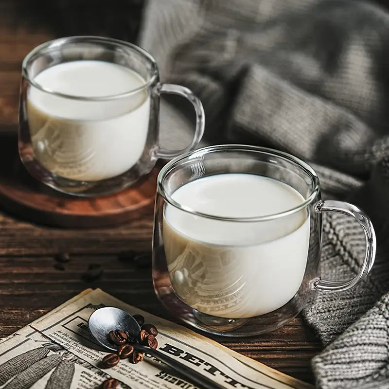 Conjunto de 4 Xícaras de Vidro Dupla Camada – Para Espresso, Latte, Cappuccino e Chá, Seguras para Lava-Louças