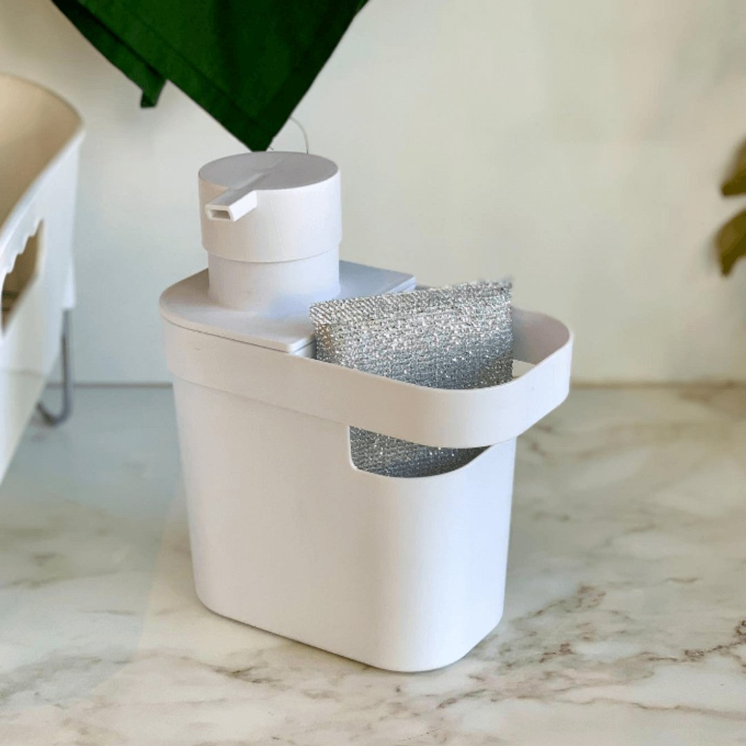 Dispenser Porta Detergente e Organizador de Pia Trium Branco 650 Ml