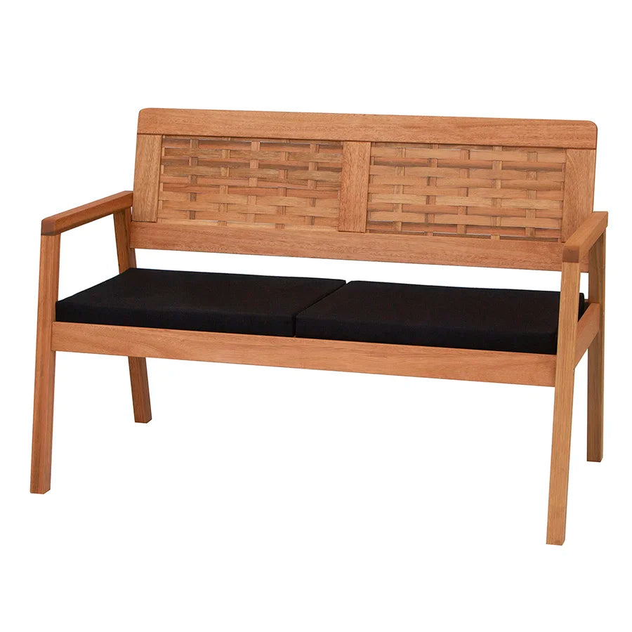 Sofa 2 Lugares em Madeira de Eucalipto + Poltrona Natura Trançado em Madeira com Assento Estofado