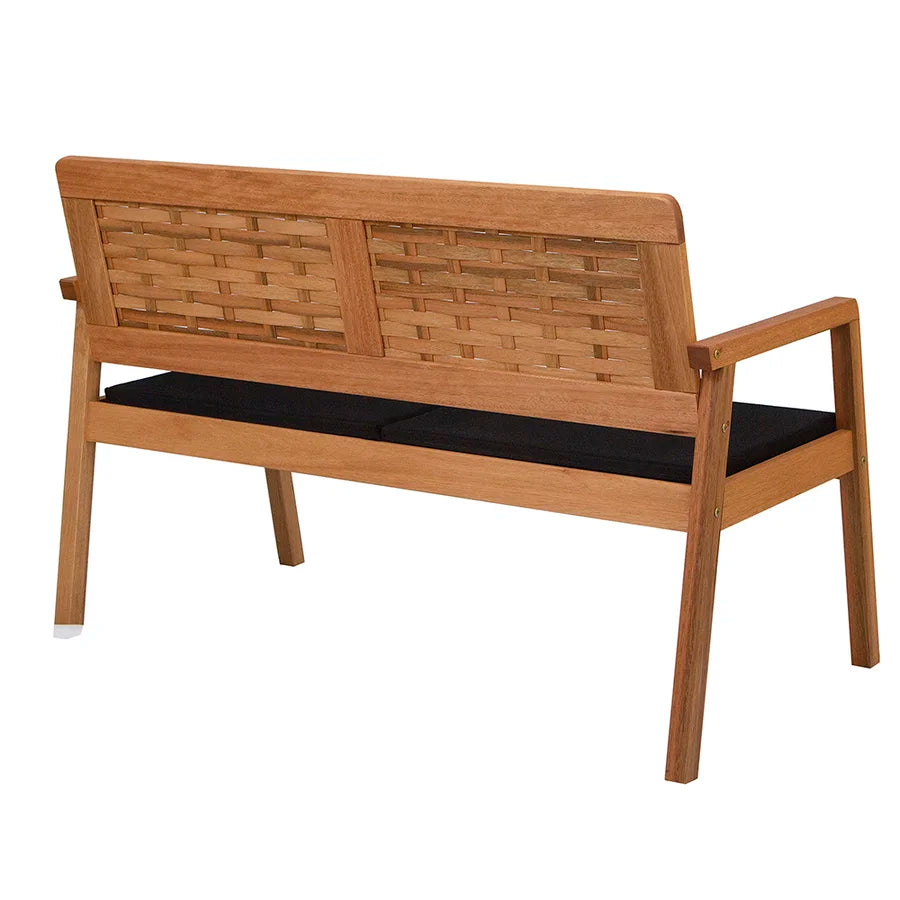 Sofa 2 Lugares em Madeira de Eucalipto + Poltrona Natura Trançado em Madeira com Assento Estofado