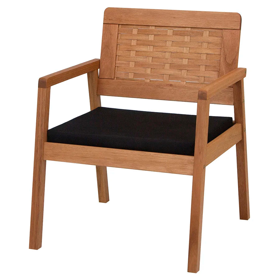 Sofa 2 Lugares em Madeira de Eucalipto + Poltrona Natura Trançado em Madeira com Assento Estofado