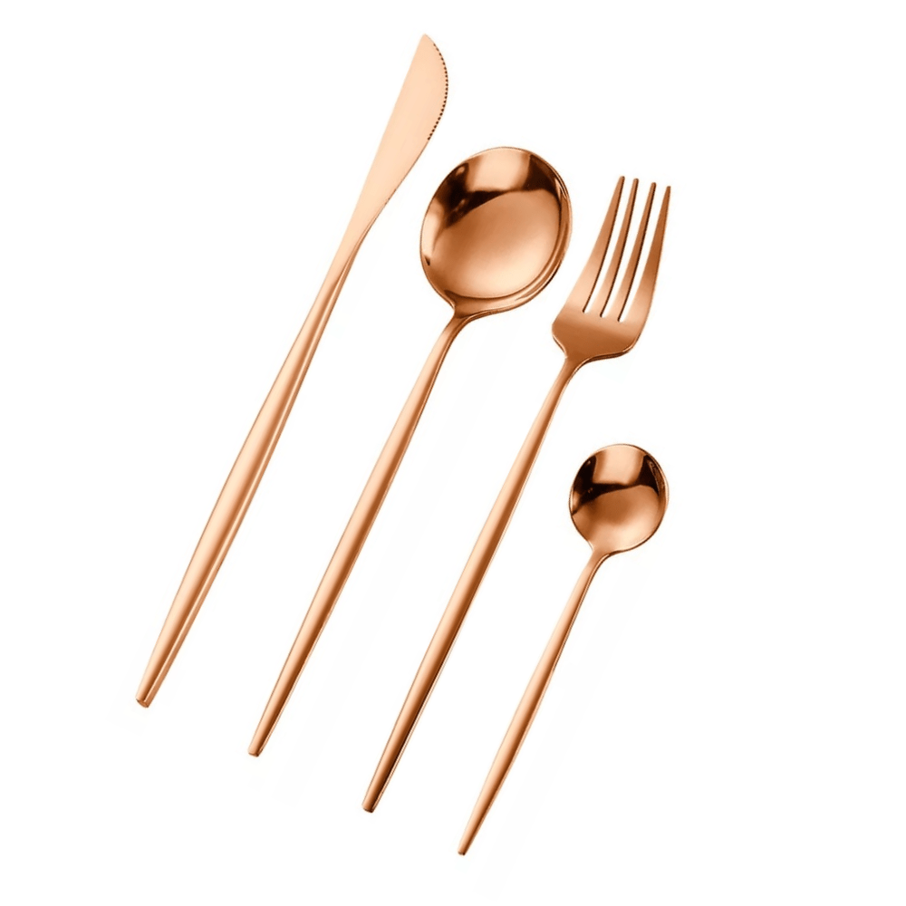 Jogo de Talheres Slim Rose Gold Inox - 4 Peças