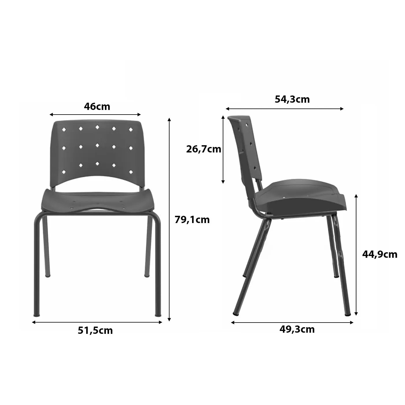 Kit com 2 Cadeiras Fixas Ergonômicas NR 17 para Escritório com Assento Estofado F5