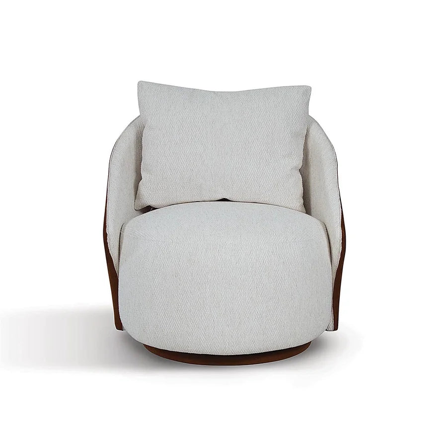 Conjunto Poltrona Oasi Giratória com Almofada Solta e Pouft Meia-Lua Tecido 2094 e 4016