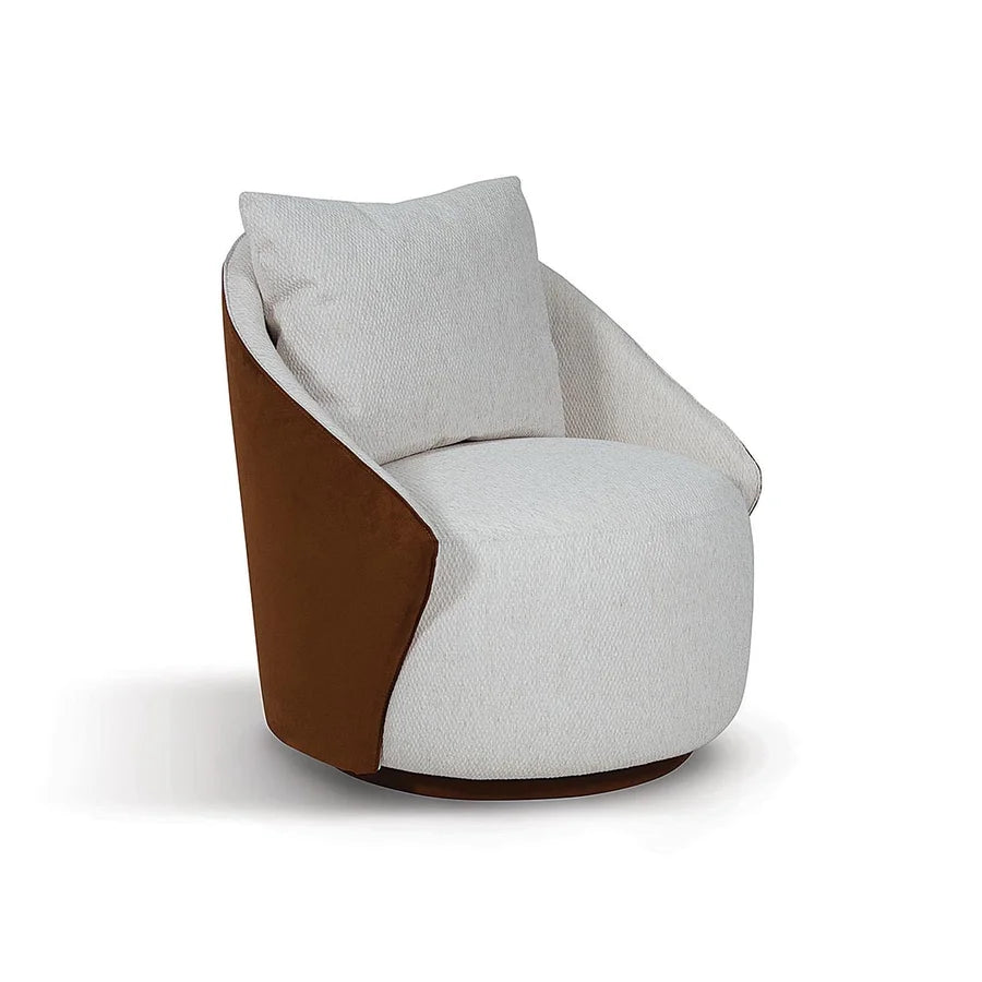 Conjunto Poltrona Oasi Giratória com Almofada Solta e Pouft Meia-Lua Tecido 2094 e 4016