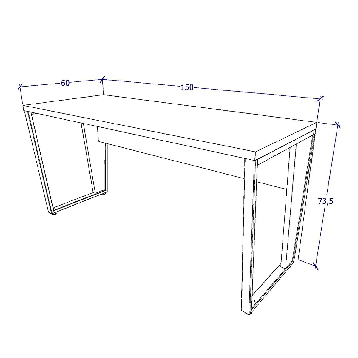 Mesa Escrivaninha Industrial 1,50m Nogal com Preto Pés Metal F5 Office