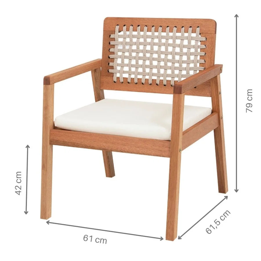 Sofá de 2 Lugares Jasmim cor Bege + Poltrona de Jardim Jasmim cor Bege