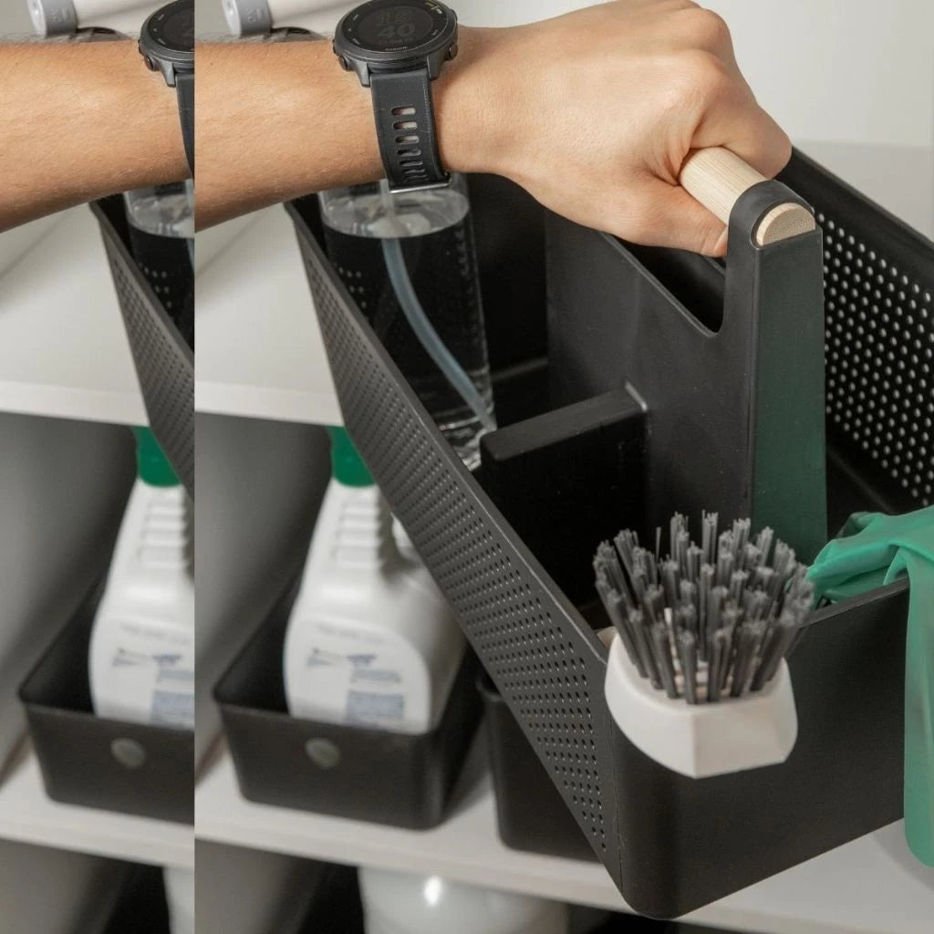 Cesto Organizador de Lavanderia Com Alça 8L Multiuso Para Produtos de Limpeza Armário