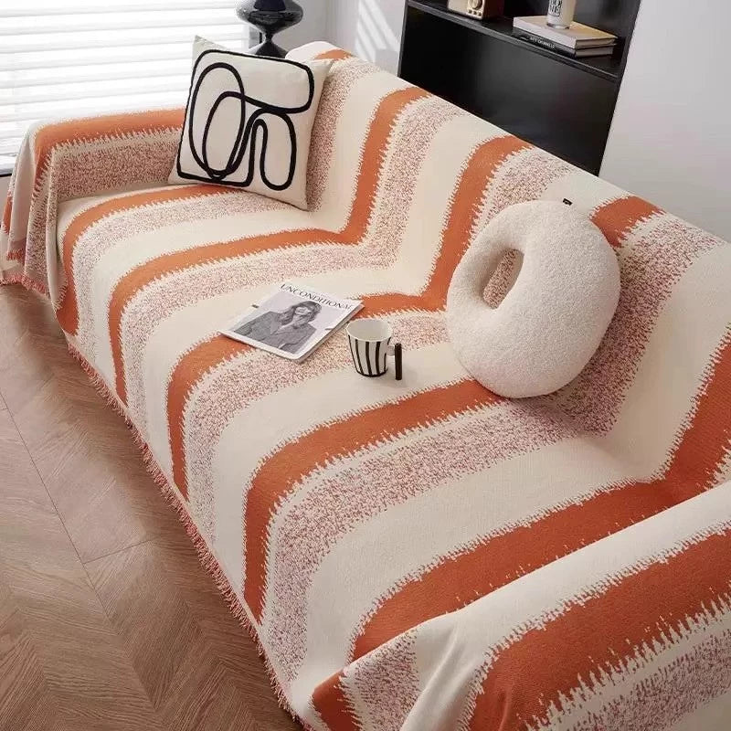 Capa de Sofá Antiderrapante Boho em Chenille – Manta Decorativa Universal em L para 2 e 3 Lugares